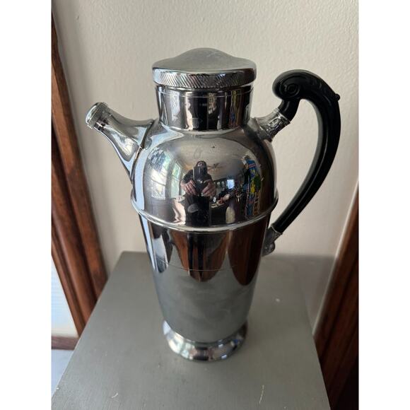 Krome Kraft Farber Bros NY Chrome Art Deco Style Cocktail Shaker Pitcher 10.75